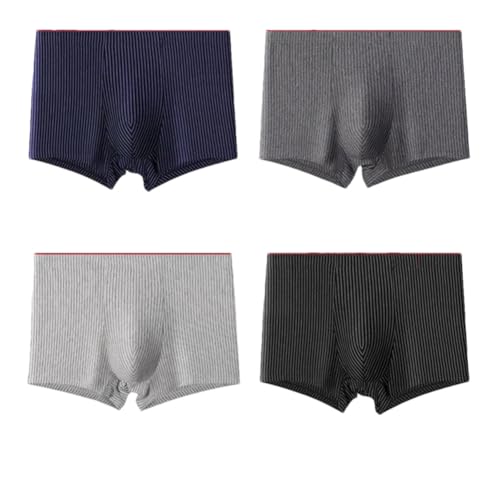 Juego de 4 calzoncillos tipo bóxer para hombre, de alta elasticidad, ropa interior suave, Multicolor, XL