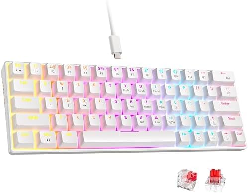 TBH Mechanical Gaming Keyboard – RGB Backlit, Hot-Swappable Switches, Anti-Ghosting & Custom Macros – Ergonomic Wired USB Keyboard for PC, Mac, Laptop & Gaming Setups (WHITE)