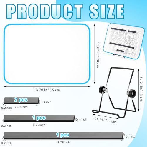 Image of Flutesan 11 x 14 Inches Knitting Pattern Holder with 4 Replacement Magnets Knitting Chart Keeper Cross Stitch Magnetic Board Cross Stitch Accessories and Supplies for Crochet(Blue Border)