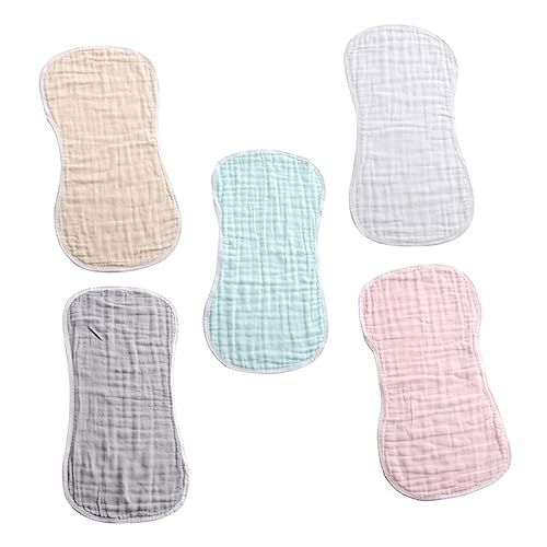 5 Pack Baby Burp Cloths Muslin Washcloths Shoulder Pad Absorbent Cotton Rags for Newborn Burping Cloths Infants Burp Rags