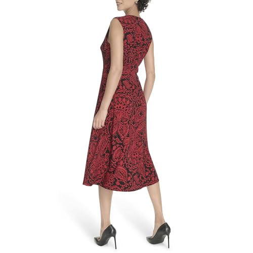 Image of Tommy Hilfiger Women's Sleeveless V-Neck A-line Midi Dress