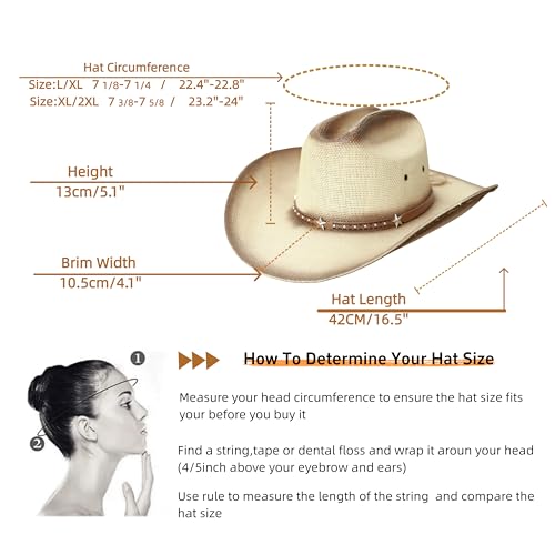 Image of Straw Cowboy Hat, Cattleman Crease 4.1 inch Wide Brim Western | Unisex design, shapeable wide brim, breathable cowgirl style, gift box included, 2 sizes