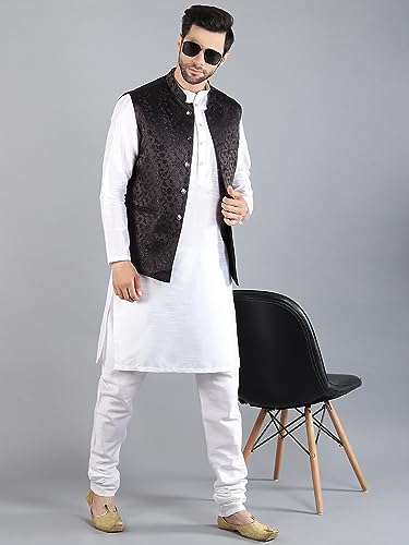 Image of Uri and MacKenzie Men's Silk Blend Kurta Pajama with Designer Ethnic Nehru Jacket /Modi Jacket