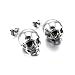 Fusamk Punk Piercing Body Jewelry Titanium Steel Skull Stud Earrings