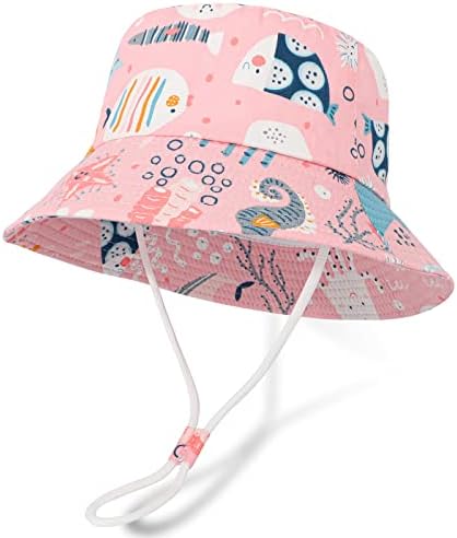 Jupsk Kids Bucket Hat, Unisex Child Summer Protection Hat, Foldable Beach Cap with Adjustable Chin Strap UPF 50+ Outdoor Play