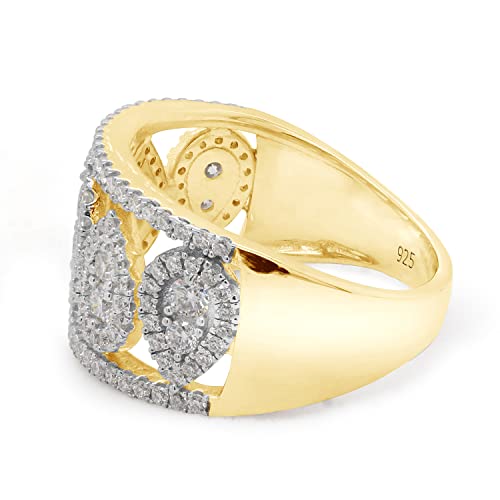 SAVEARTH DIAMONDS 1 Carat (Cttw) Round Cut Lab Created Moissanite Diamond Double Row Teardrop Wedding Band Ring Jewelry For Women In 14k Gold Over Sterling Silver 1 1/2 Cttw3