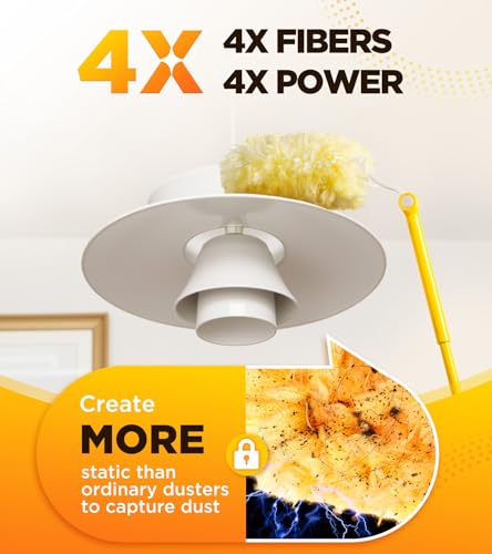 Image of Heavy Duty Duster Refill Kit for Swiffer Duster with 3 ft Extension Pole & 20 Count Refills, 4X Microfibers Multisurface Dusters for Cleaning Home, Celling Fan, Blinds, Vent & Shelves