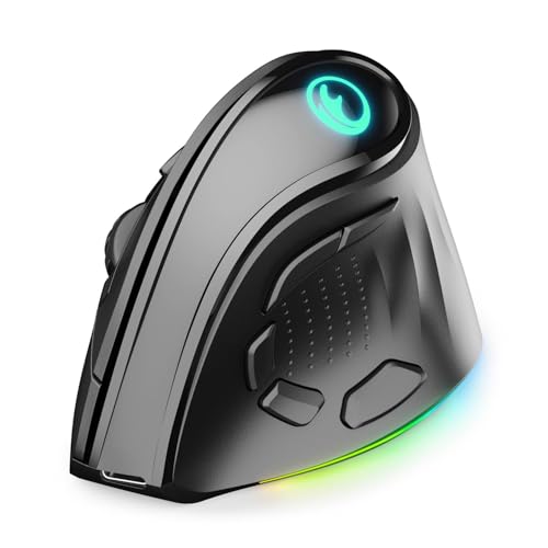 IFYOO 2.4G / BT/Wired Tri-Mode RGB Rechargeable G53 Wireless Vertical Ergonomic Mouse, 5 Side...