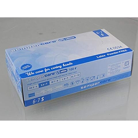 Guantes de látex Sempermed G823781733, no estéril, tamaño pequeño, sin talco (100 unidades) Cover
