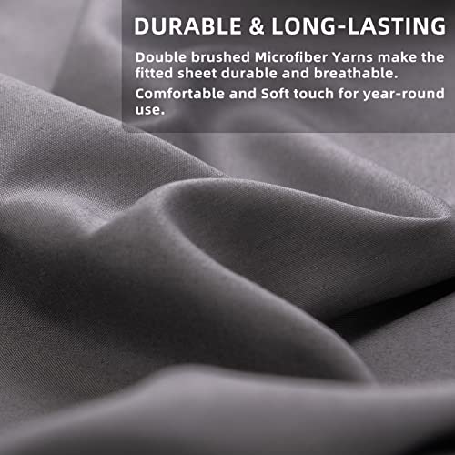 Ayasw Fitted Sheet Only Queen Size - Deep Pocket - Soft Fitted Bottom Sheet - 1800 Brushed Microfiber - Fits 8" To 16" - Wrinkle, Fade, Stain Resistant - Easy Care Grey #TOP3