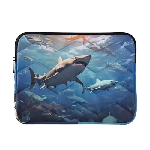 Funda para laptop 13-14 pulgadas impermeable con diseño de tiburones