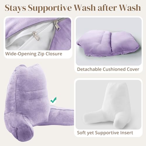 Image of Sasttie Reading Pillow for Bed, Back Pillow for Sitting Up, Lavender
