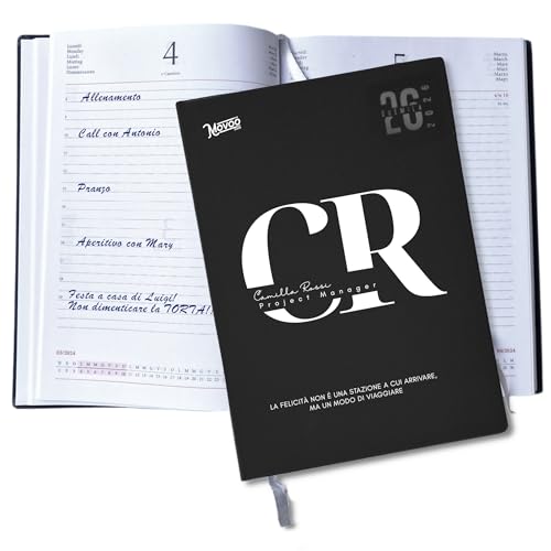 Agenda Giornaliera Personalizzata 2026 con Iniziali Nome e professione A5