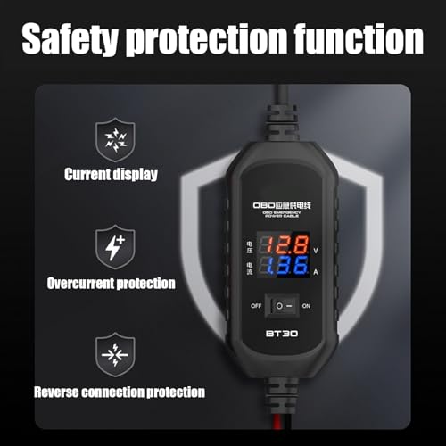 Obd memory keeper y cargador de batería de coche con cable negro 5