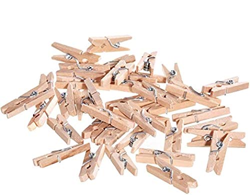 Ram-Pro Mini Natural Wood Clothespins - 150 Pieces Mini Clothespins Wooden Clips Pegs for Crafts and Home Decoration, Wooden Pins for Scrap Booking Mini Wooden clothespins