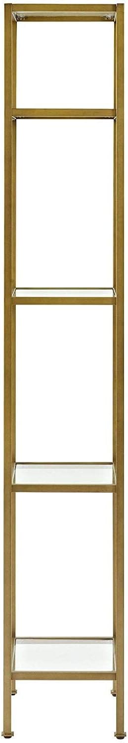 HomeStock 4 Shelf Etagere - Gold Metal & Glass Display Unit - Living Room Storage