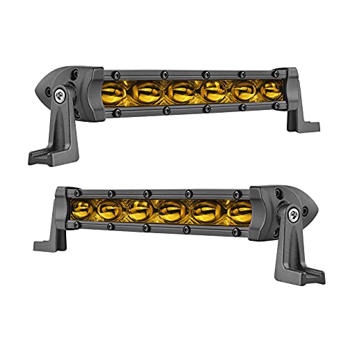 ACEC SHOP LED Light Bar Amber 2 PCS 6 Inch 36W Ultra Slim Single Row Light Bars LED Driving Lights Yellow Fog Light Pod Lights with Spot Flood Combo Beam for Truck Motorcycle SXS Off-Road UTV ATV