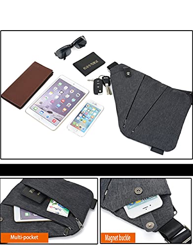 Ovecat Umhängetasche, Schultertasche, Brusttasche, Anti-Diebstahl, für Damen und Herren (Dunkelgrau)