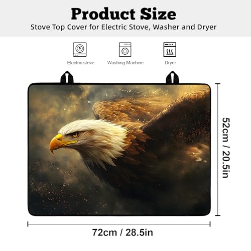 Image of Multi-Design Stove Cover for Glass /Electric Stoves - 3-in-1 Heat-Resistant Protector Mat, Non-Slip Drying Rack 28 inchx20 inch (Eagle)