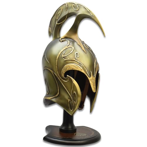United Cutlery Lord of The Rings High Elven War Helm | Limited Edition | Officially Licensed LOTR Replica & Collectible | Reinforced Polyresin Construction | Includes Wooden Display Stand