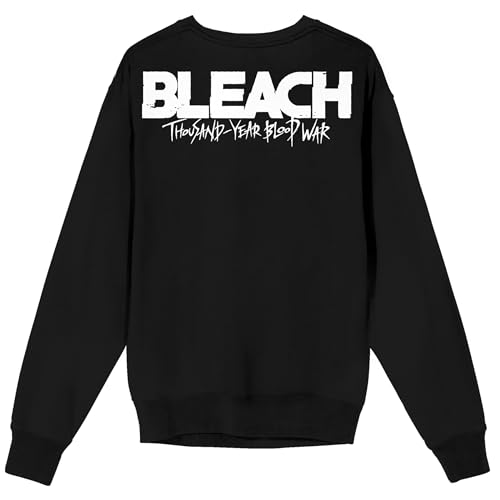 Bleach 100 Year Blood War Ichigo On Orange Background Crew Neck Long Sleeve Black Adult Sweatshirt2