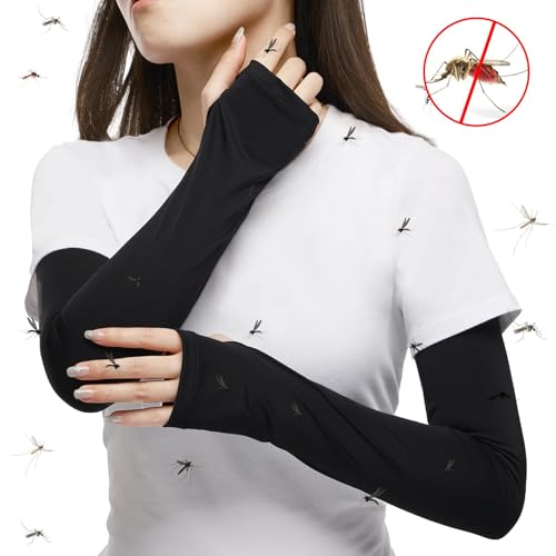 Adoric アームカバー uvカット 冷感 レディース アイスシルク ずれない UPF50+ 腕カバー 日焼け防止 ロング丈 天然植物由来 防虫加工 吸汗速乾 冷感 伸縮性 通気性 スポーツ フリーサイズ 紫外線対策99% ひんやり クール ブラック の商品画像 5