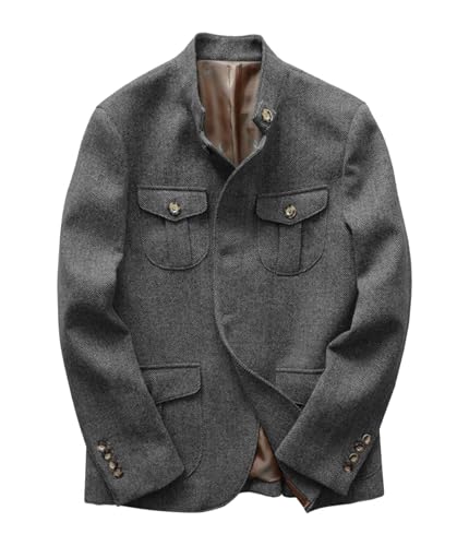 Men's Vintage Herringbone Tweed Sport Coat Jacket