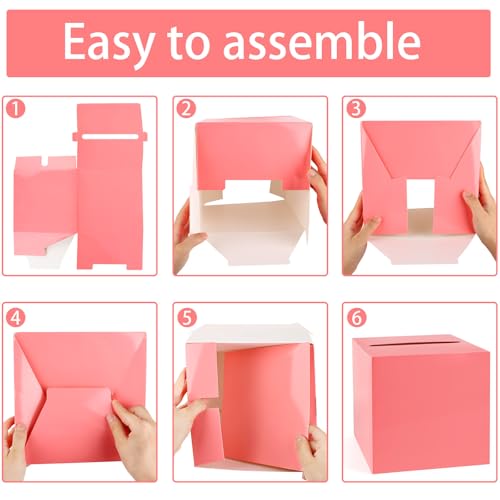 Image of Light Red Card Box Wedding Favors Gift Card Boxes Post Box Cardboard Receiving Money Box Holder for Wedding Reception, Baby Showers, Anniversary, Birthday Party, Retirement, Graduation Envelope Holder