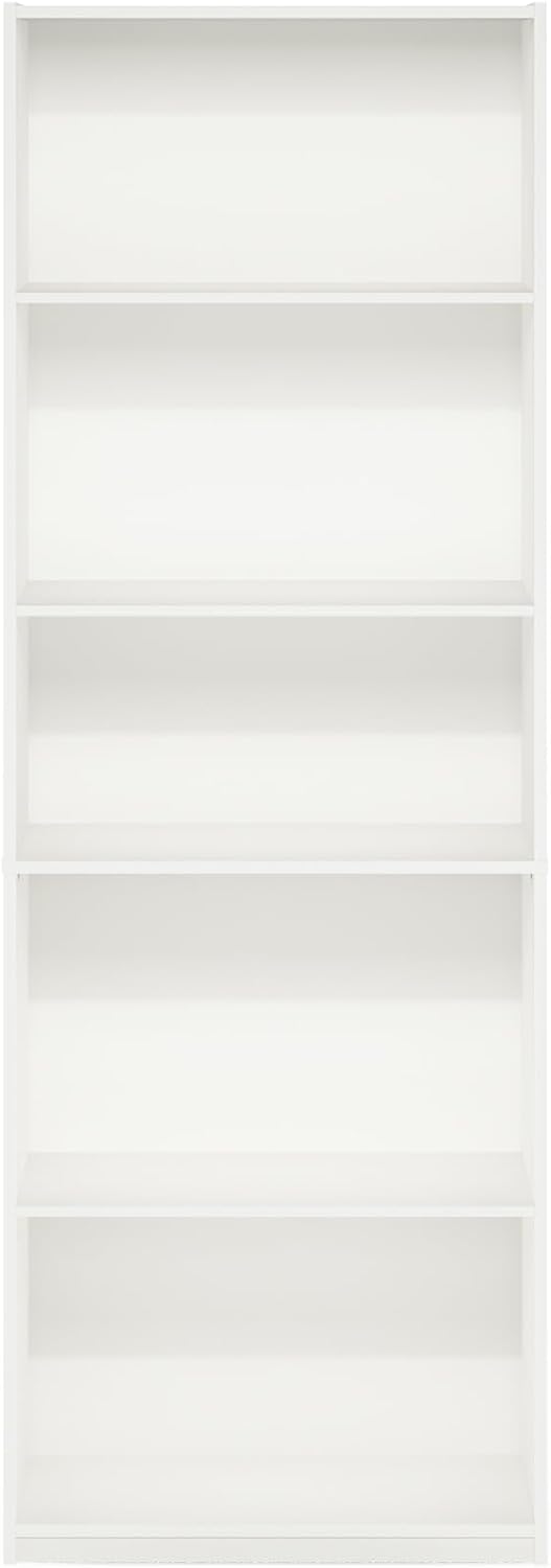 Furinno GEHRY Book Shelf, 5-Tier Bookshelf with Open Shelf, Standing Bookcase with Adjustable Shelves, 11.6 x 24.8 x 71.4, for Living Room, Bedroom, Home Office, White