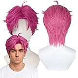 Peluca Kpop 'Demon Slayers', Peluca de Anime para Cosplay. Perfecta para fiestas, uso diario, festivales y Halloween. Ideal para televisión, cine y cosplay de videojuegos. (hot pink short)