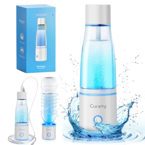 Curety Hydrogen Water Bottle, 5000ppb Hydrogen Water Ionizer, SPE & PEM Hydrogen Water Generator, Alternative for Hydrogen Water Pitcher, 3in1 Hydrohealth Water Bottle