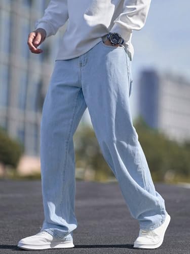 Image of dockstreet Men Baggy Jeans || Pure Cotton || Extremely Soft Touch ||Breathable Denim for Summer Season Comfort