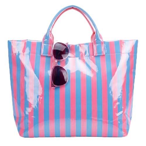 Bolso Tote Rayado Hsei PVC Grande Impermeable Ligero miniatura 1