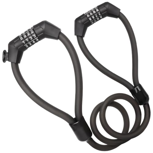 Candado de bicicleta de doble bucle con combinación de 4 dígitos, bloqueo de cable reajustable de seguridad, alambre de acero antirrobo de 41.3 pulgadas y 105 cm para bicicletas y scooters eléctricos