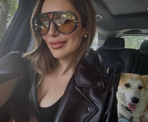 OSAGAMA Trendy Oversized Aviator Sunglasses for Women Men Luxury Vintage Shades Retro Metal Sunglasses Shield2