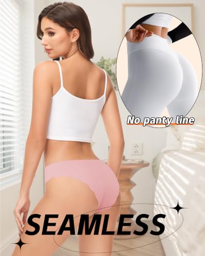 Image of LEVAO Seamless Underwear for Women No Show Ice Silk Bikini Breathable Hipster Wavy Sides Invisibles Panties 7 Pack S-XL
