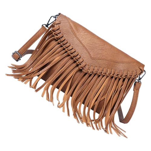 Sac à bandoulière femme simili cuir marron pochette enveloppe légère et polyvalente