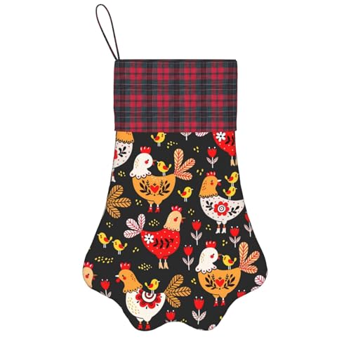 Chaussettes de Noël avec motif coq et poules - Décoration de Noël - Motif pattes d'animaux de compagnie - Cadeau pour la famille - Pour chien et chat