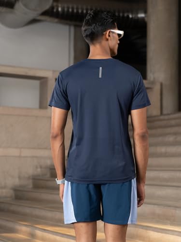 Image of FitMonkey Sports Crew Neck Stretchable Dry Fit T Shirt | Regular Fit Textured T Shirt for Men |Sport T Shirt for Men | Quick Dry Technology with Moisture Control |Breathable & Lightweight