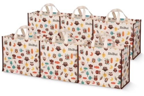Image of SHIBUI Big Heavy Duty Large Eco Waterproof Cotton Canvas Cloth Grocery Shopping Bag for Men Ladies Vegetable Milk Fruits with Hand Carry Handle Lunch Box Jhola Tote Bags (6, Multi-Color)