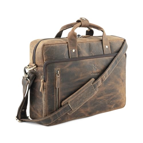 Image of Goatter Genuine Leather Multi Pockets Office Laptop Messenger Bag For Men