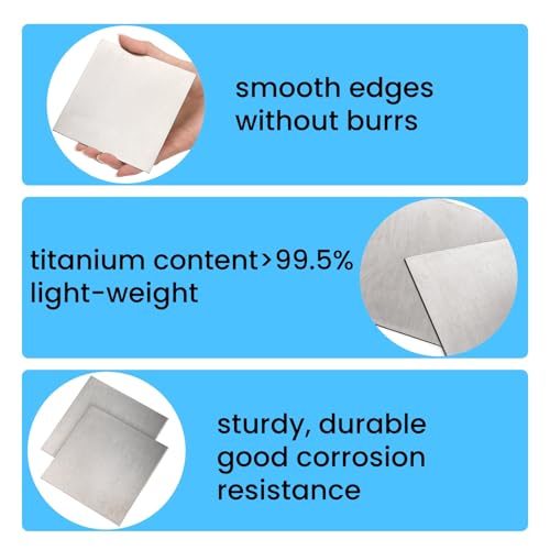 Image of Tlence 4 Pack Titanium Plate Sheets, 4 inch x 4'' x 0.04 inch Titanium Metal Sheet, 1mm Thick TA1 Alloy Plates for Metalwoking DIY Craft
