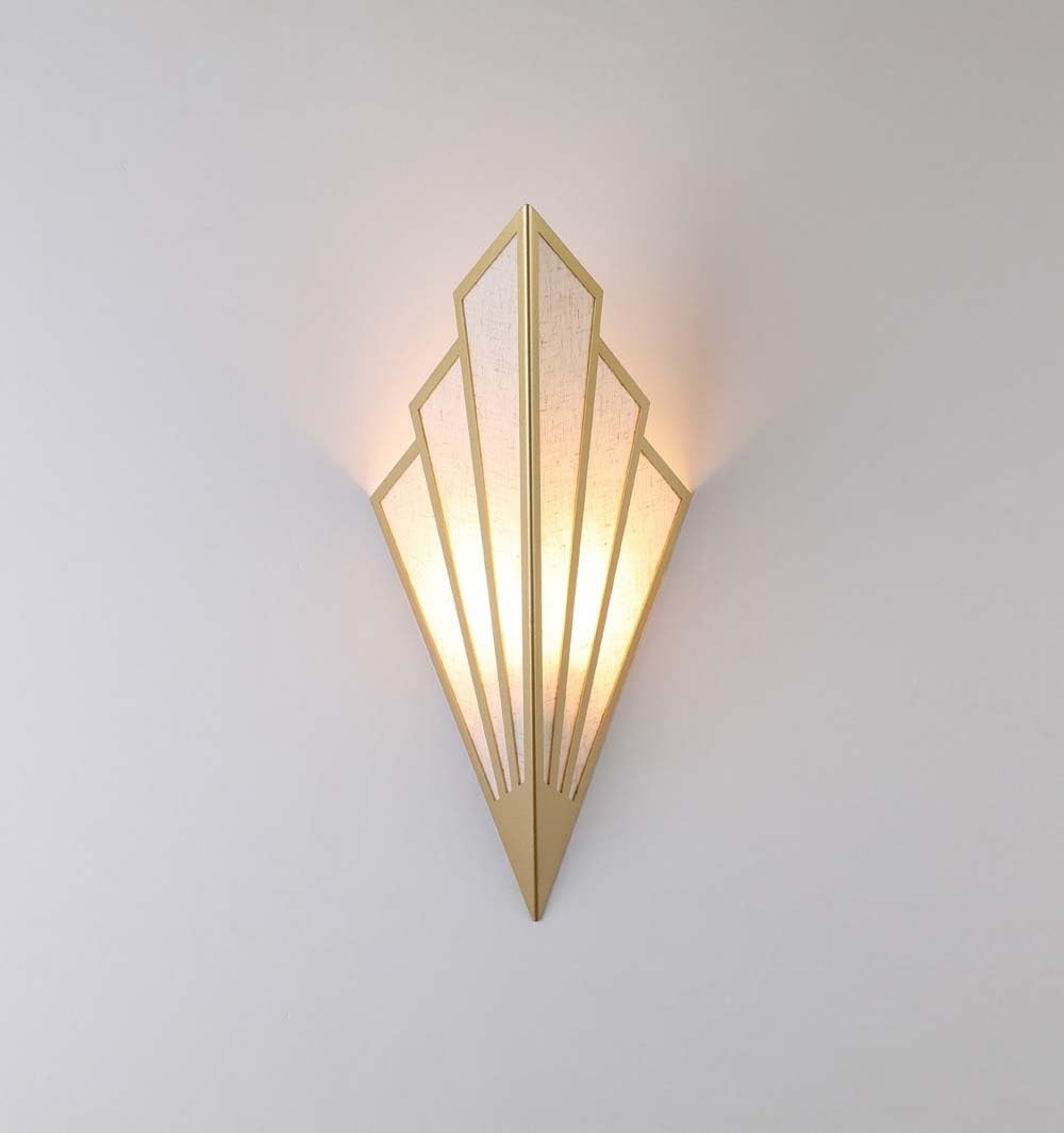 Lámpara Art Deco de lino y metal dorado para decoración interior