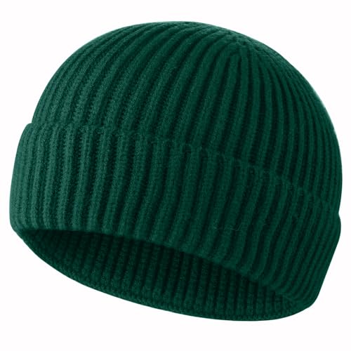 ROYBENS Swag Wool Knit Cuff Short Fisherman Beanie for Men Women Winter Warm Hats