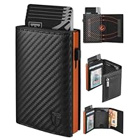 TEEHON Portafoglio Uomo Slim RFID Blocking, Magnetica Fibra di Carbonio Porta Carte di Credito Uomo...