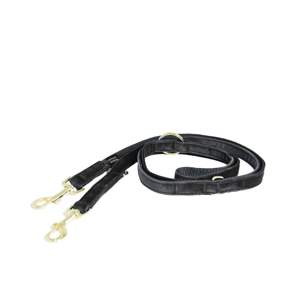 Laisse de chien velvet noir chic et élégante en velours taille L 2m