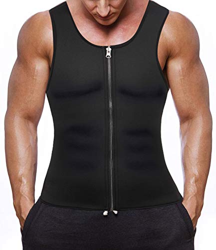 SLIMBELLE Chaleco Deportivo Hombre Sauna Fajas Reductoras Adelgazantes Neopreno Camiseta Reductora Compresion con Cinturones Dobles para Deporte Fitness Negro S