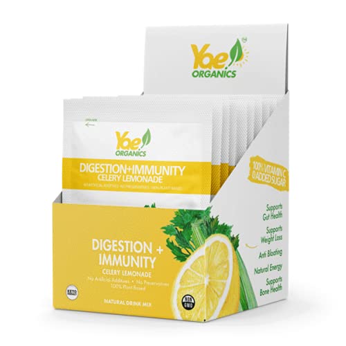 Yae! Organic Celery Juice Powder with Lemonade for Digestion and Immunity 100% Organic Celery Powder Lemonade, Non GMO Gluten Free Vegan, Superfood Powder (10 Packets)