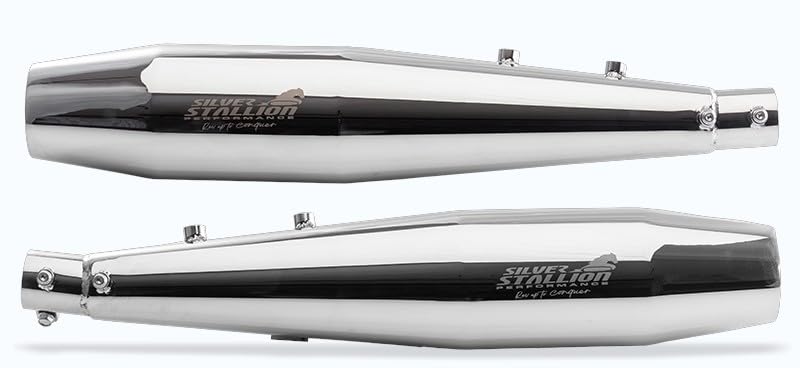 Image of Twin Exhaust Silencer Pair Set for Royal Enfield Interceptor 650 & Continental GT 650 | +2 BHP Power Boost, Deep Bass Sound, Lightweight, Easy Fit, Premium Silver Finish