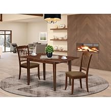 HomeStock 3Pc Dinette Set - Kitchen Table & Chairs - Mahogany Finish - Small Space Dining Room Set
